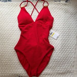 Becca Women's Riviera Seersucker One-Piece Swimsuit